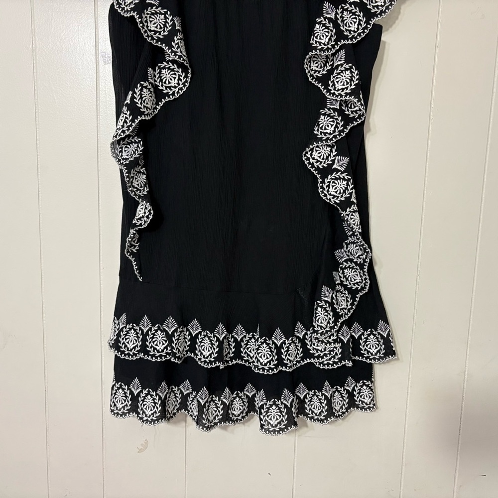 Derek Lam 10 Crosby Kalia Cascade Embroidered Ruffle Mini Dress Black 4 - Picture 8 of 9